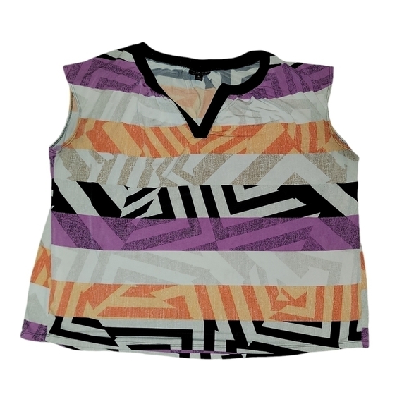 Worthington size 2X sleeveless top. Multi color v neck plus size top - Picture 1 of 7